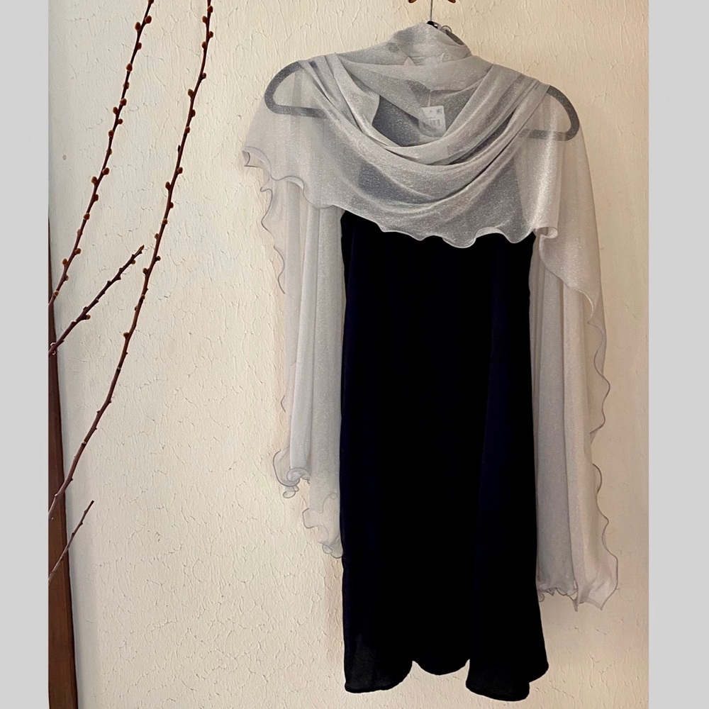 INC Ruffled Edge Metallic Silver Wrap NWT